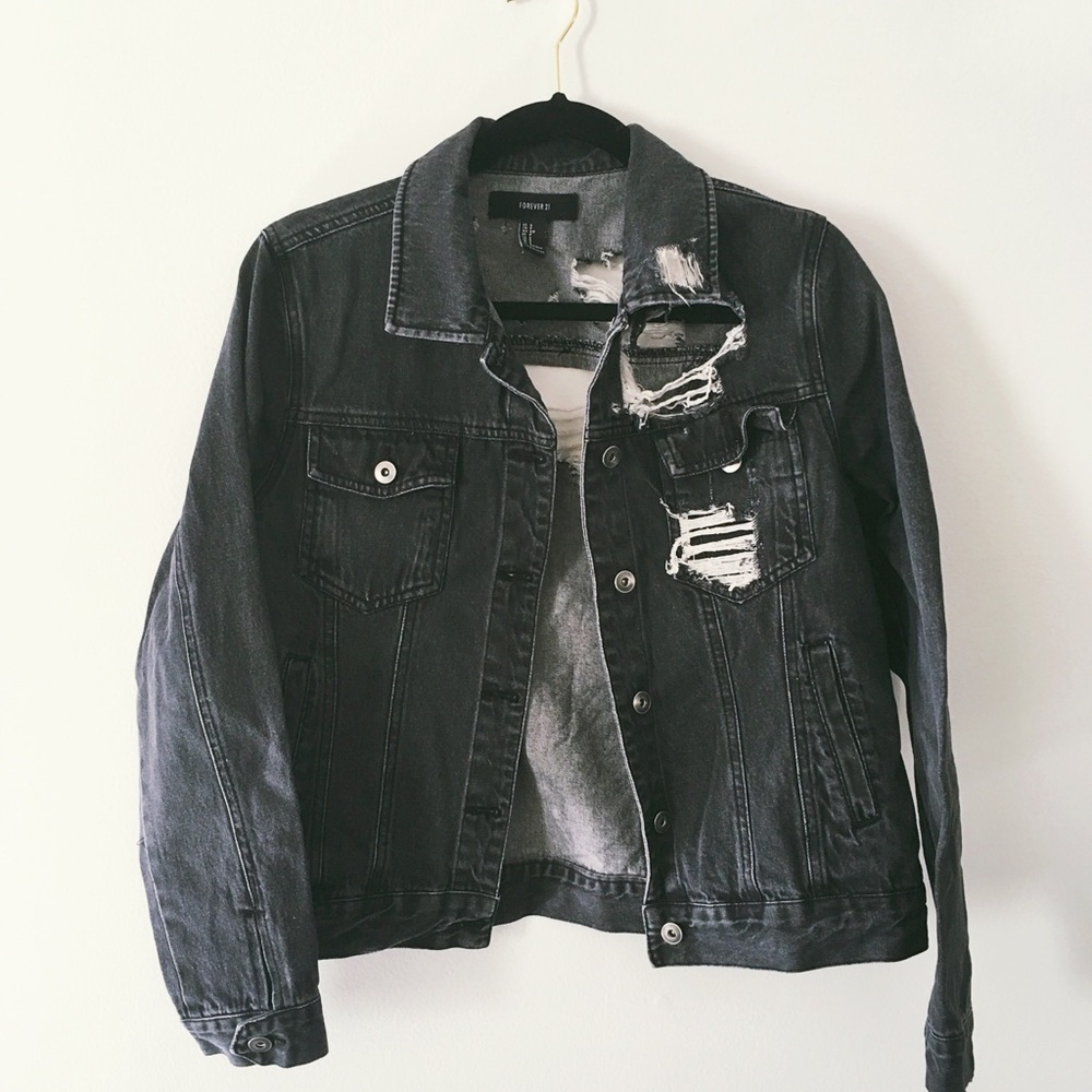 Distressed denim jacket